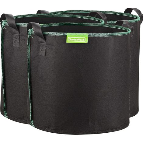 30-Liter-Pflanzsäcke – 3er-Set – Vliesstoff – Atmungsaktiv – Für Garten, Balkon, Gewächshaus – Schwarz/Grün (1/5)