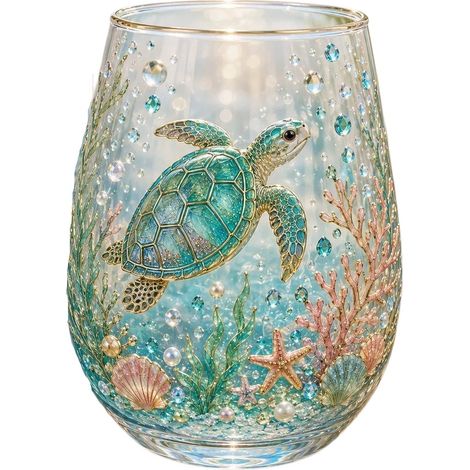 Klares, mundgeblasenes Whiskyglas mit einem niedlichen Tiermotiv (1/2)
