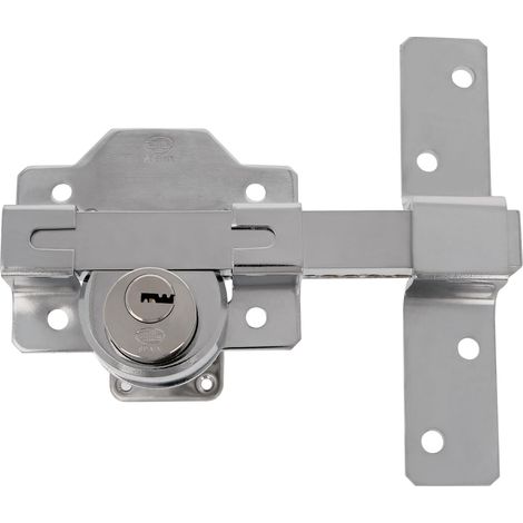 Pêne Dormant à Mort avec Cylindre Rond Intérieur et Extérieur Mod. 4 105 X 170 mm Serrure à Pêne Dormant avec Clé Comprend 5 Clés à Points Acier Argenté (1/5)