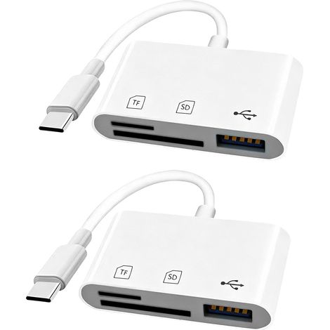 2PCS Lecteur de Carte SD USB C vers Carte SD 3.0, Adaptateur Type-C avec Port USB 3.0 pour Carte SD Micro SD TF, Lecteur de Mémoire Externe Compatible Smartphone Tablette Ordinateur Portable (1/5)