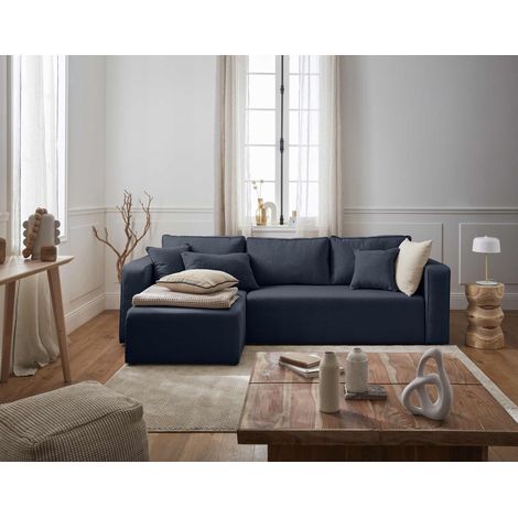 Topaze - beidseitig montierbar - 4-sitzer - schlaffunktion und bettkasten - aus stoff - blau