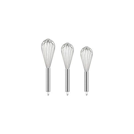 Fouets cuisine + spatule/brosse silicone - 1 set, Acier inoxydable 20,3cm+25,4cm+30,5cm - Transparent pour cuisiner/mélanger/battre (1/5)