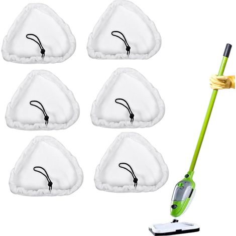 CSPARKV 6 piezas de paños de repuesto para trapeador a vapor, almohadillas de paño de microfibra, paños de piso de microfibra triangulares, para trapeador a vapor, limpieza del hogar, universal (1/5)