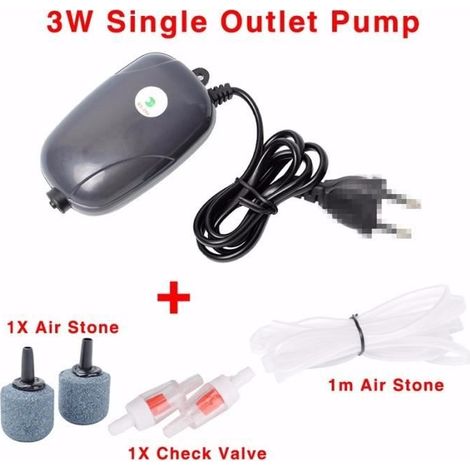 Filtration - Belüftung, Mini-Luftpumpenkompressor mit Rückschlagventil, Aquarienzubehör, 3-W-Pumpe mit Zubehör - EU-Stecker [A]