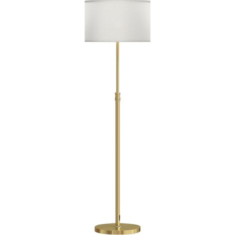 Lampada da Terra Dorata con Altezza Regolabile, Schermo in Tessuto, Telecomando e Pedale (1/4)