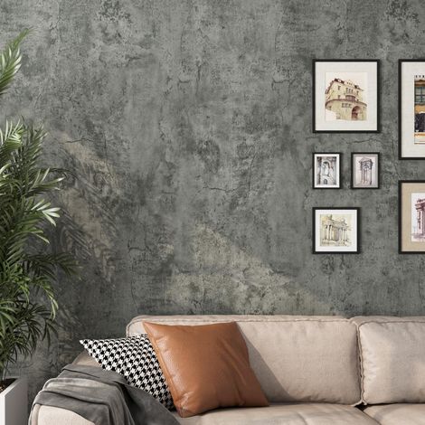 ReWallpaper Papier Peint Effet Beton Industriel Salon 40CMx7M Papier Peint Autocollant Mural Salle De Bain Étanche Film Adhesif Pour Meuble Gris Beton Pour Bureau Mur Plan De Travail Amovible (1/5)