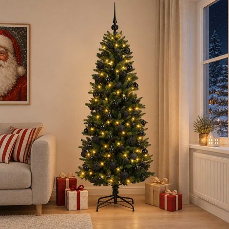 vidaXL Artificial Christmas Tree with Bauble 210 cm 300 LEDs (1/5)