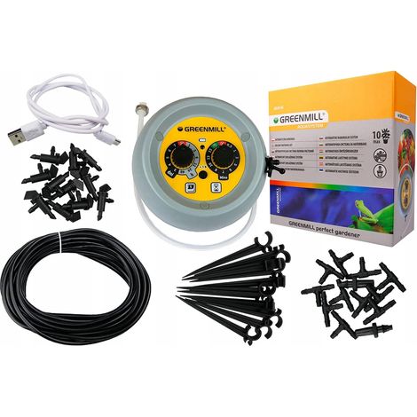 Greenmill GB3014C Sistema de riego automático para plantas en maceta, cajas de balcón, regadera automática, juego de riego