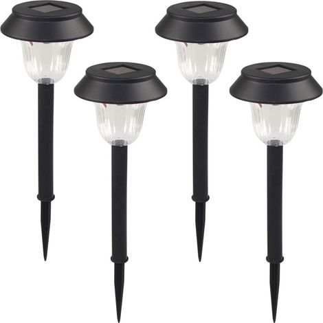 Lot de 4 lampes solaires de jardin à LED blanc chaud pour allée, décoration de jardin, éclairage paysager pour patio, pelouse, allée (1/5)