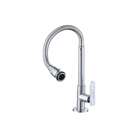 Robinet de cuisine en acier inoxydable, robinet universel pivotant à 4 points pour eau froide (1/5)