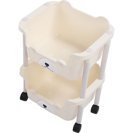 Lagerwagen mit Rädern, hoher Tragkraft, für Bad, Küche, Klassenzimmer, enge Räume, 2 Ebenen (1/5)