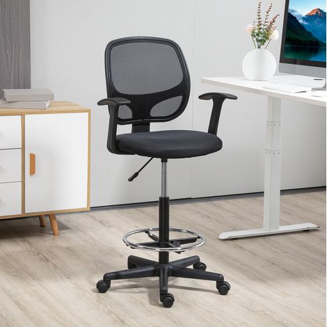 Höhenverstellbarer Bürostuhl mit Fußring, Mesh-Rückenlehne, 120 kg, schwarz HAVRYA (1/3)