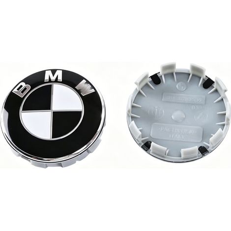 Lot de 4 Cache-Moyeux de Roue 68 mm pour Série 1 3 5 7 X1 X3 X4 X5 X6, Capuchons Centre de Jante Automobile, Emblème de Roue de Remplacement, Noir et Blanc (1/3)