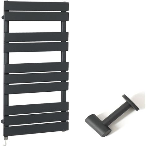 Milano Lustro Electric Anthracite Flat Panel Heated Towel Rail Radiator with Simple Heating Element and Cable Cover - 975mm x 450mm (1/5)