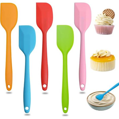 Juego de 5 espátulas resistentes al calor,de silicona multicolor en forma de T,de silicona flexible para la cocina y la repostería