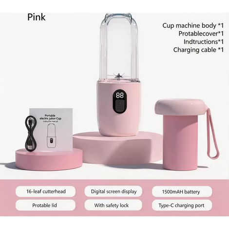 Blender portable 500 ml avec couvercle, 16 lames, écran LED (1/5)