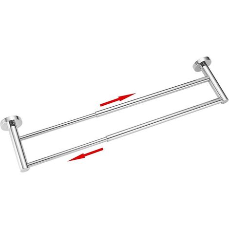 [NEVER USED] Towel holder adjustable 40 to 70cm stainless steel towel rail double bar wall mounting for bathroom kitchen chrome