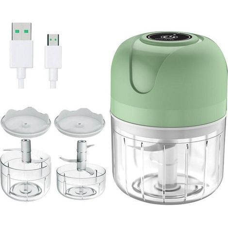 Hachoir à ail électrique, mini hachoir portable sans fil avec recharge USB, petit mixeur à un bouton pour ail, gingembre, oignons et noix (1/5)