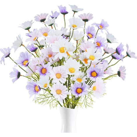 12 Pièces Marguerites Artificielles en Soie Bouquet de Fleur Artificielle Fausse Fleur Marguerite Résistantes aux UV pour Décoration Vase Centres de Table Maison Cuisine Fête Mariage (1/5)