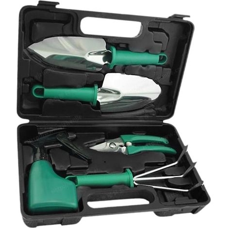 Ensemble d'outils de jardin, outils à main avec sac de rangement, outils multifonctions pour le jardinage et le désherbage, 5 pièces, 30 x 20 x 7 cm (1/5)