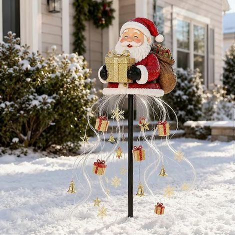 Fontaine lumineuse magique bonhomme de neige – Piquet de jardin solaire scintillant à cascade pour Noël et le Père Noël (1/5)