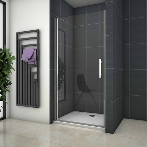 Porta Doccia 80x185cm Per Nicchia Apertura Battente in Vetro Temperato Trasparente Anticalcare Profilo Cromo Lucido (1/5)