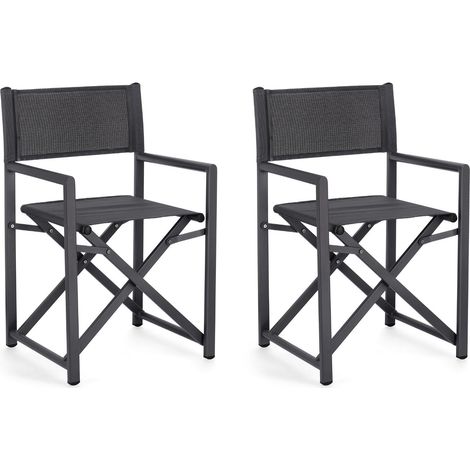 Hellin – Chaises de jardin pliables en aluminium et textilène (lot de 2) – Confort optimal – Hauteur d'assise 26 cm – Poids léger 2 kg (1/5)