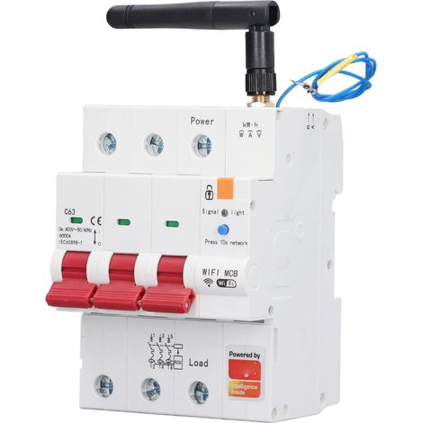 Disjoncteur de comptage AC400V graffiti WiFi+RS485 63A, interrupteur pneumatique intelligent sur rail DIN 3P avec statistiques de consommation d'énergie. (1/5)