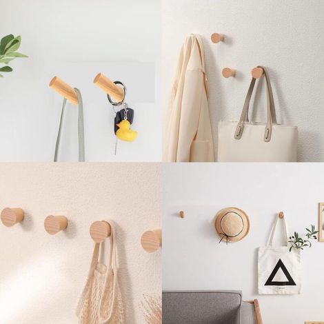 8 Stück Wandhaken aus Holz