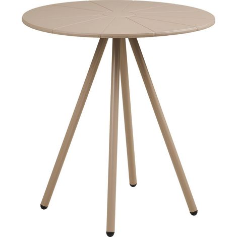 Table de jardin Ø70cm plateau en polypropylène pieds en métal beige  - MAZALINE (1/5)