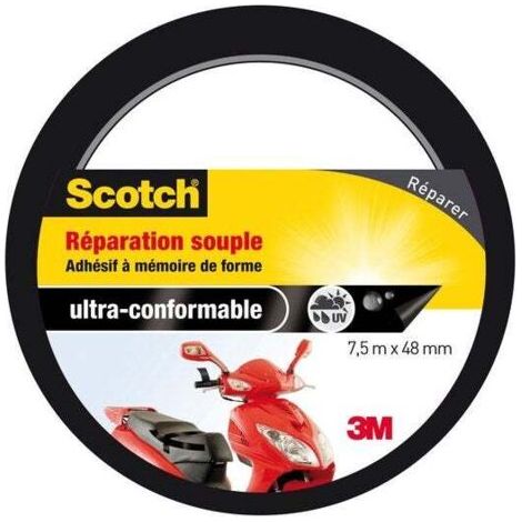 Adhésif Scotch Réparation Une Face Souple Multiusage L.7.5 M X L.48 Mm, Noir (1/5)