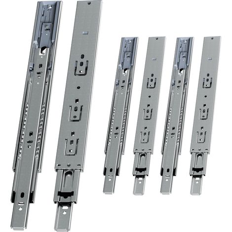 Randaco 3 Paar Schubladenschienen 350 mm Vollauszug, 3-teilig, Softclose mit Selbsteinzug, 45 kg Tragkraft, Schubladenauszug aus Stahl (1/5)