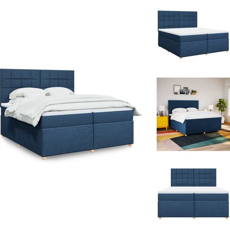 Sommier à lattes de lit avec matelas Bleu 200x200 cm Tissu - Sommier À Lattes De Lit - Sommiers À Lattes De Lit - Lit - Meuble De Chambre À Coucher (1/5)