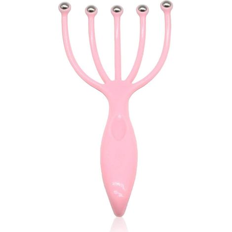 x rosafarbenes, tragbares manuelles Kopfmassagegerät (19 x 9 cm), Therapie-Entspannungsgerät mit Stahlkugeln zum Stressabbau (1/5)