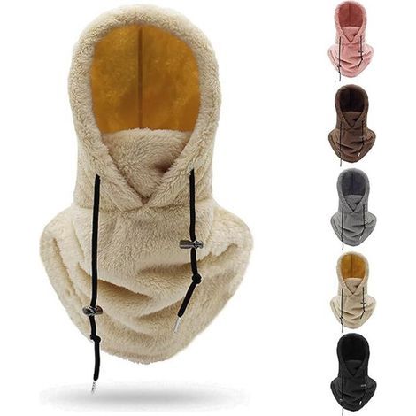 pair Masque de ski à capuche Sherpa, cagoule polaire coupe-vent pour l'hiver