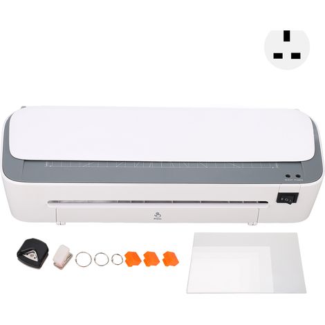 Laminateuse A4 bureau chaud froid plastifieuse thermique avec massicot coupe-angles pour bureau école entreprise UK fiche 220-240V 280W (1/5)