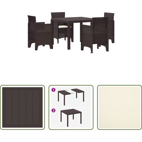 Terrasse - Ensemble de salle à manger pour jardin 5 pcs Marron (1/5)