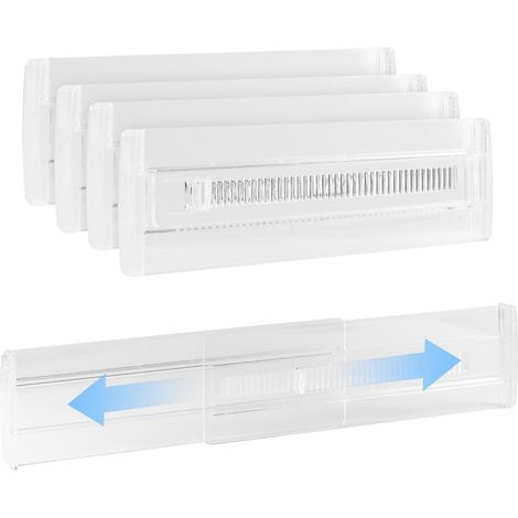 Ladeverdeler - Plástico Transparente - Ajustable 28,8-50 cm - Organizador de Cajón Extensible - 4 Unidades (1/5)