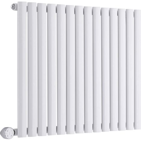 Milano Aruba Electric - Modern White Horizontal Single Oval Panel Radiator - 635mm x 826mm (1/5)