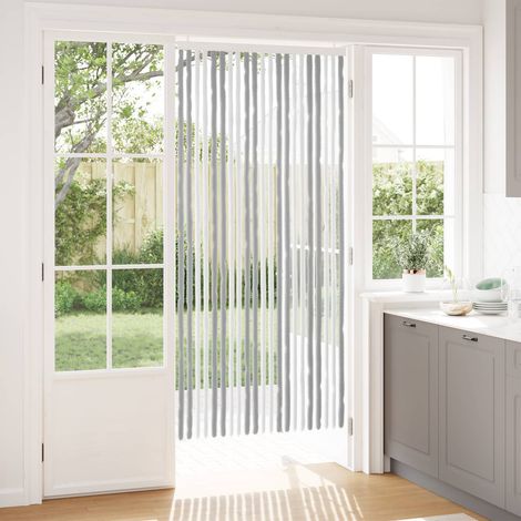 vidaXL Rideau anti-insectes en chenille Gris et blanc 90 x 200 cm (1/5)