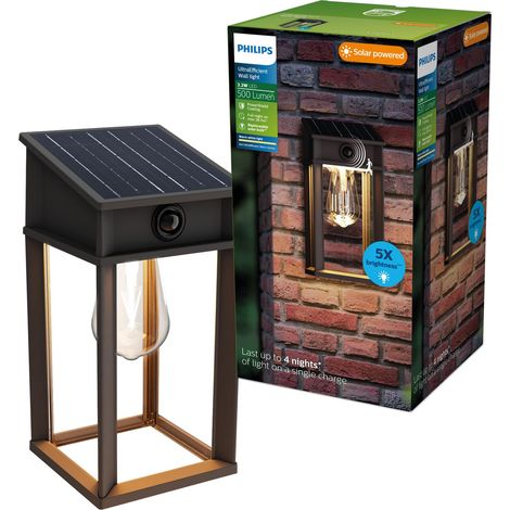 Geri Applique solaire murale extérieur, Ampoule solaire remplaçable, Détecteur de mouvement, 2700K, Noir (1/5)