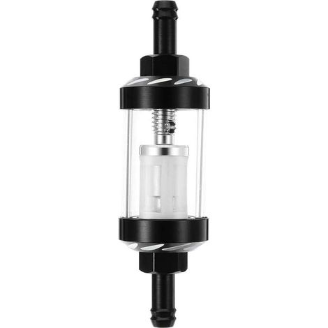 Filtre d'essence En Verre Transparent de 8Mm En Alliage de Filtre à Carburant Modifié Transparent Et Lavable En Alliage de Filtre à Carburant (Noir) (1/5)