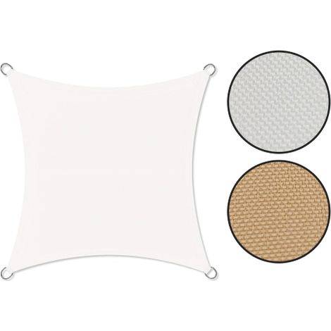 Koem vela telo ombreggiante quadrato 5x5m in poliestere colore beige con anelli di ancoraggio e corda da giardino esterno Beige 5x5 m