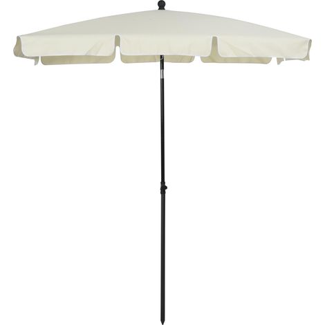 Parasol de terrasse rectangulaire en alumenium beige, 198 x 130 x 245 cm, avec fonction d'enclenaison (1/5)