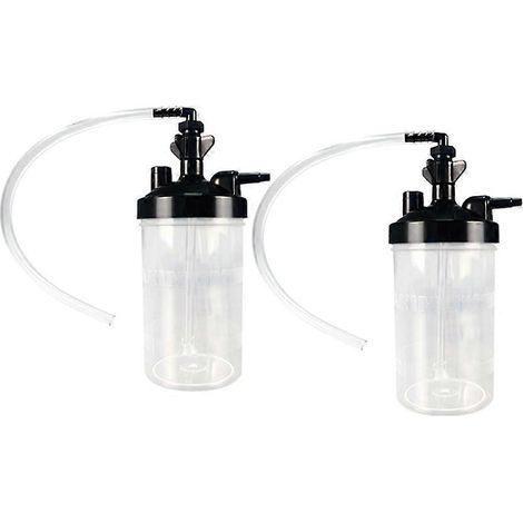 Lot de 2 bouteilles d'humidification à oxygène, bouteille d'humidification à oxygène avec tube adaptateur de 30 cm (12 pouces), humidification portable à l'O2 (1/5)