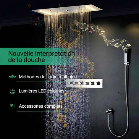 Ciel de pluie led thermostatique connecté chrome, Bayer (1/5)