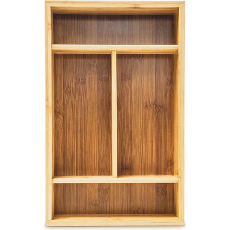 Portaposate multiuso 4 scomparti cucina bagno 30 x 15 x 10 cm in bambù naturale 130003188
