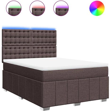 Maison Exclusive - Cama box spring con colchón tela marrón oscuro (1/5)