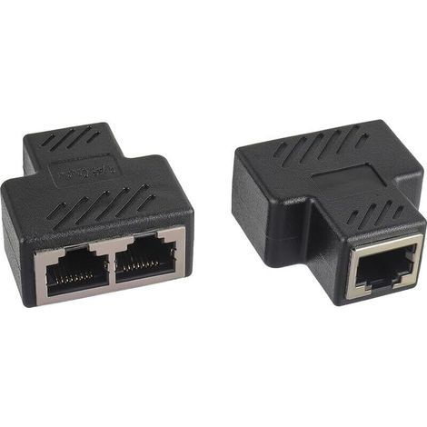 Adattatore splitter RJ45, splitter Ethernet da 1 a 2 con doppia presa per cavi Cat5, Cat5e, Cat6 e Cat7 (confezione da 2) (1/5)