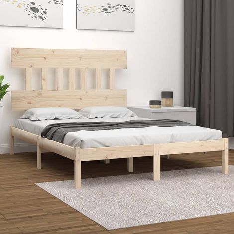 Lit simple pour adulte - Cadre de lit Bois massif 120x200 cm BV789865 - BonneVie (1/5)